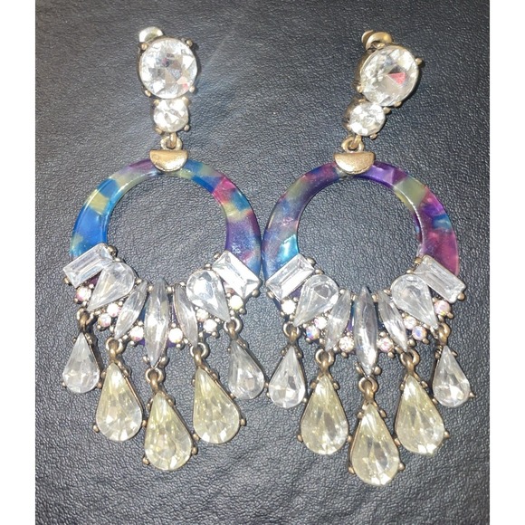 Jewelry - Colorful Rhinestone Drop Costume Circle Earrings